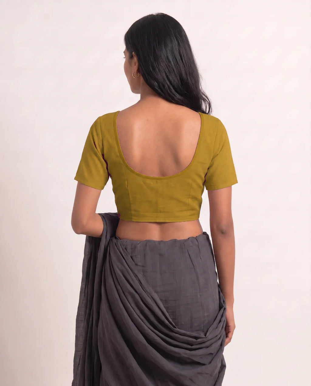 Golden Yellow Low Neck Short Sleeve blouse view 5