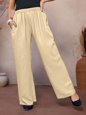 Beige Palazzo Pant - 100% Natural Viscose
