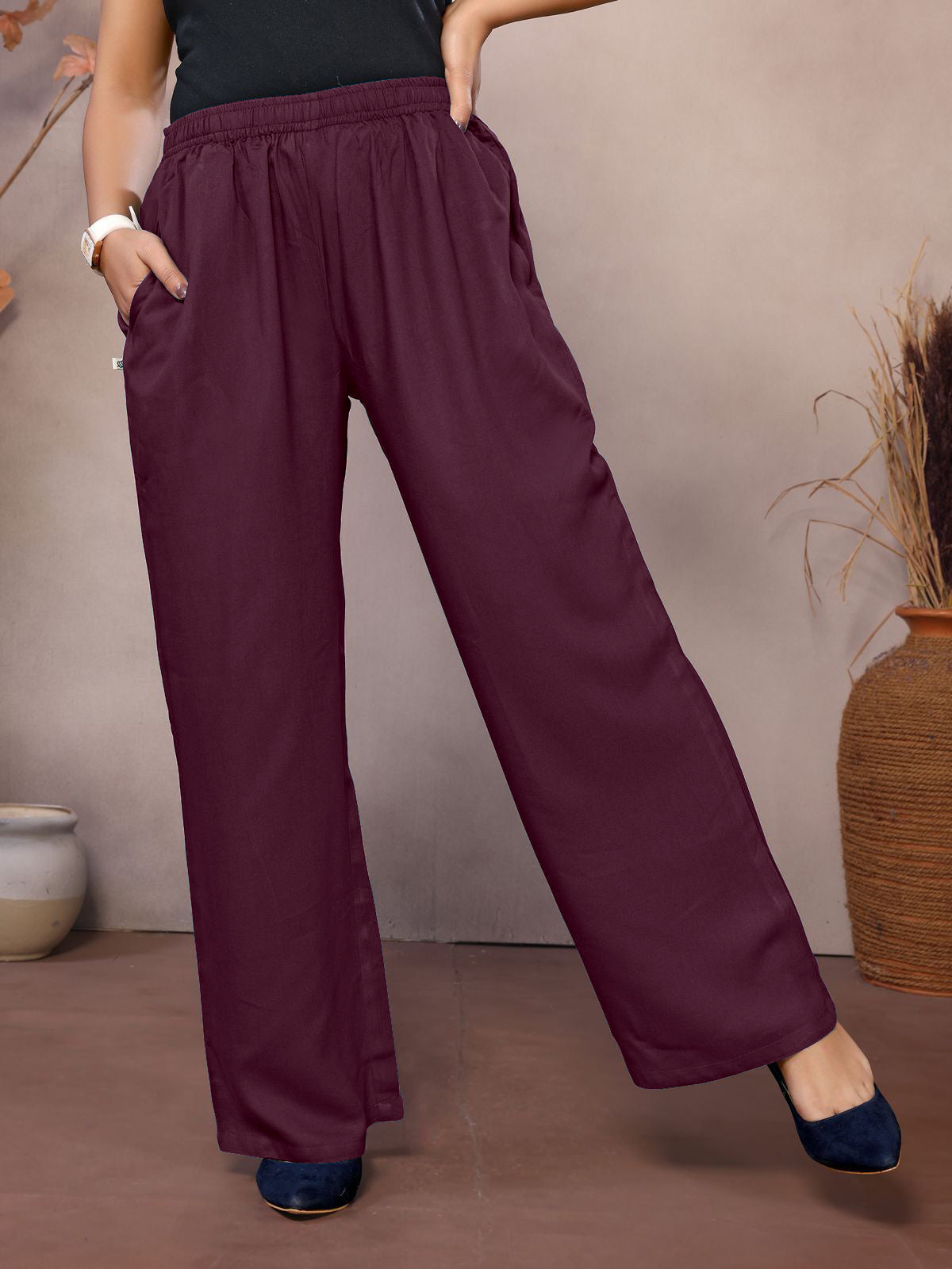Maroon Palazzo Pant - 100% Natural Viscose