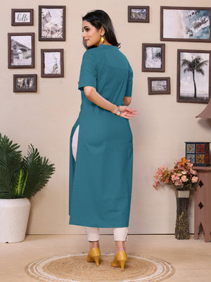 Teal Flared kurti - 100% Pure Cotton
