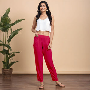 Red Regular Pants - 100% Natural Viscose
