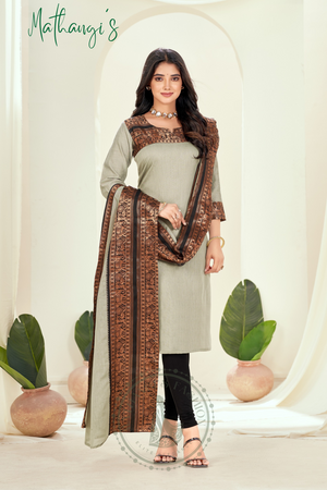 Ash Ethnic Cotton Kurta with dupatta