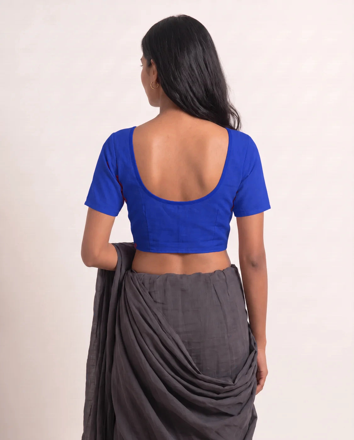 Cobalt Blue Low Neck Short Sleeve blouse view 5