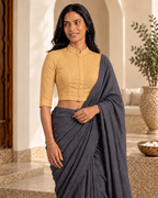 Marigold Glow 3/4 Sleeve Front Open Classic Blouse - 6.png