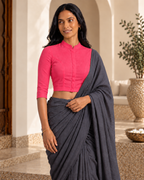 Hot Pink High Neck 3/4 Sleeve blouse view 6