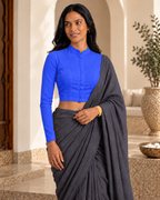 Cobalt Blue High Neck Full Sleeve blouse view 6