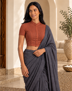 Terracotta Short Sleeve Front Open Classic Blouse - 6.png