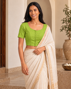 Lime Green Low Neck Short Sleeve blouse view 6