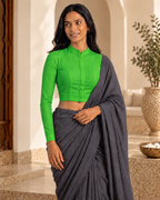 Meadow Green Full Sleeve Front Open Classic Blouse - 6.png