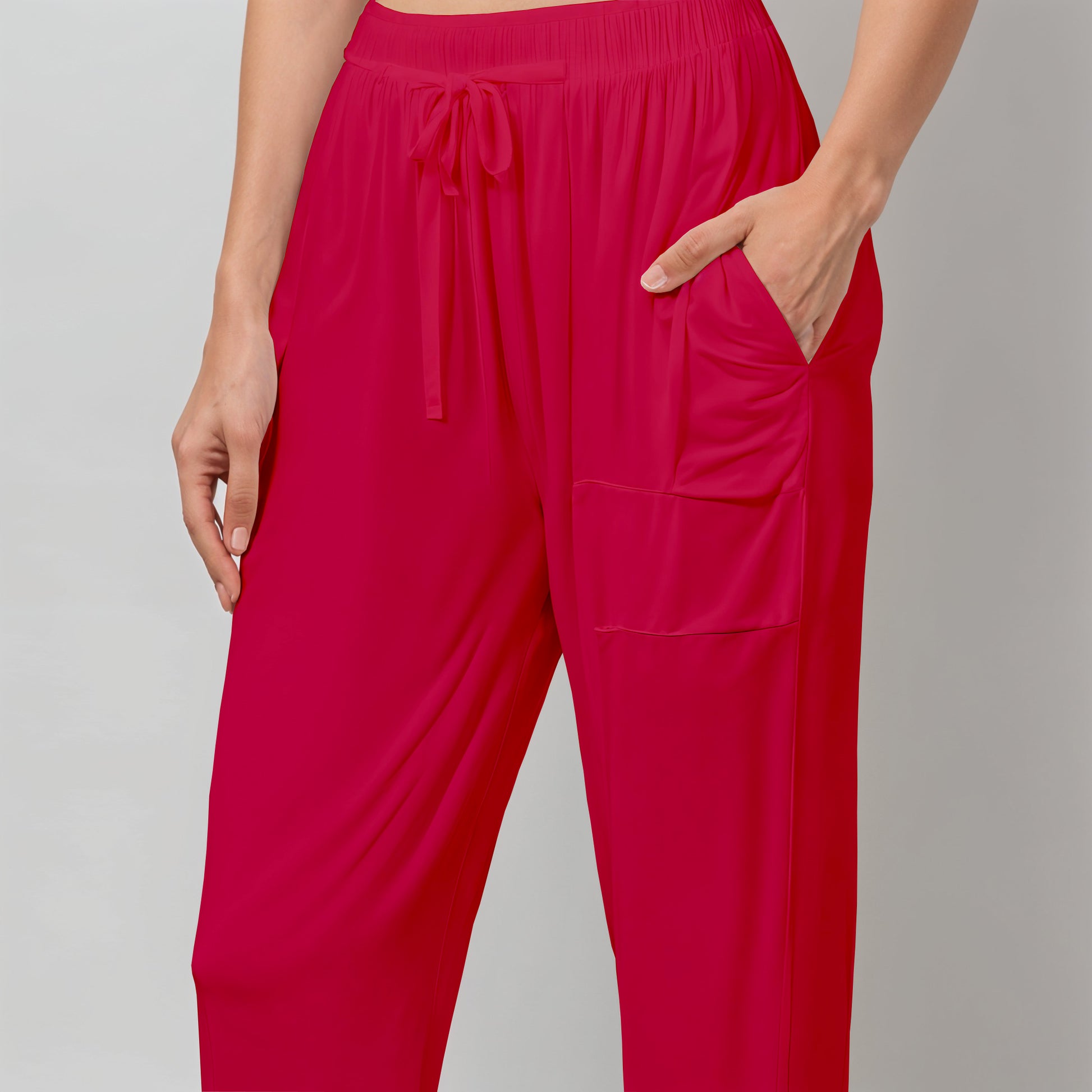 Red Regular Pants - 100% Natural Viscose