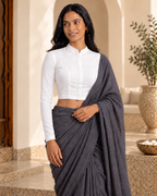 Classic White Full Sleeve Front Open Classic Blouse - 6.png