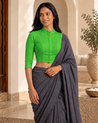 Meadow Green 3/4 Sleeve Front Open Classic Blouse - 6.png