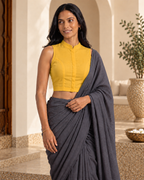 Golden Yellow High Neck Sleeveless blouse view 6