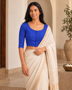 Cobalt Blue Low Neck 3/4 Sleeve blouse view 6