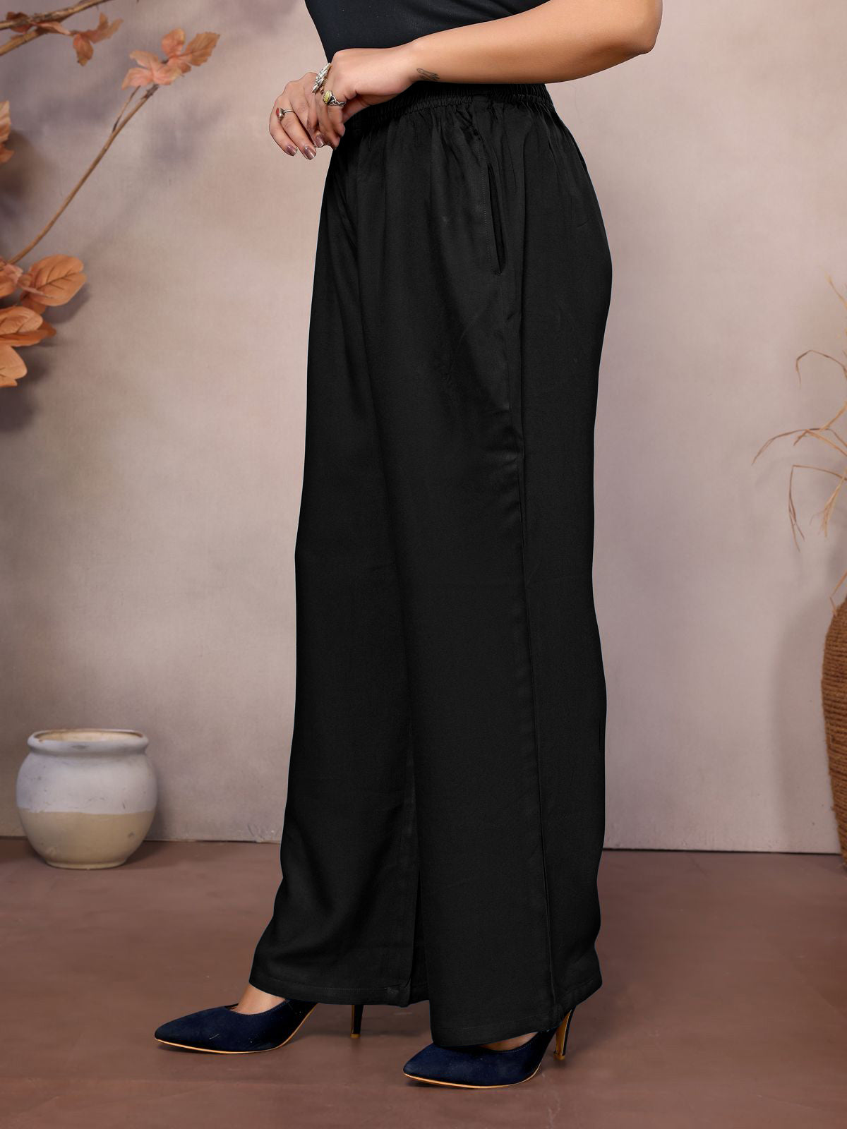 Black Palazzo Pant - 100% Natural Viscose