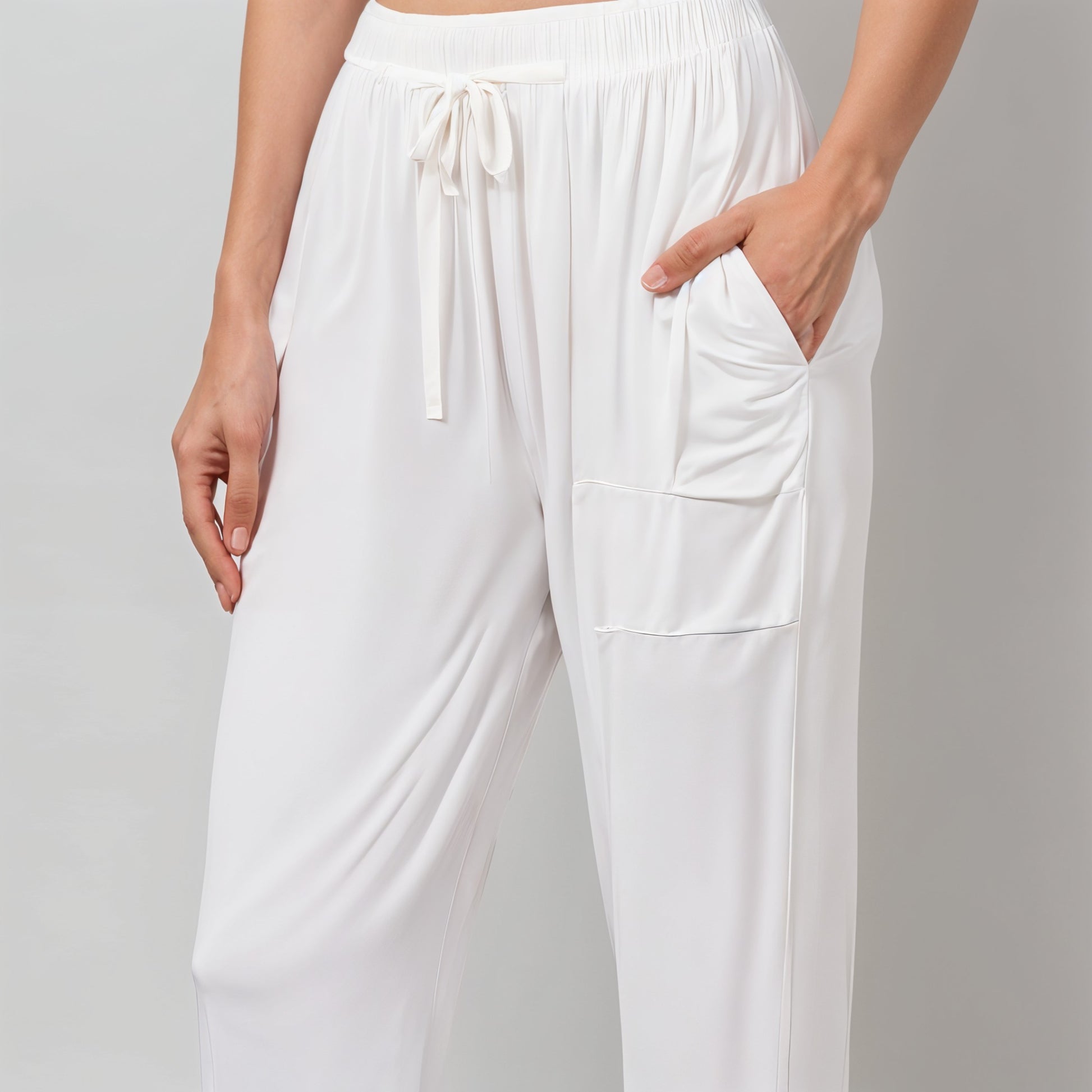 White Regular Pants - 100% Natural Viscose