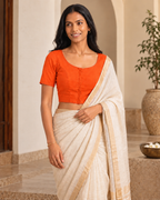 Neon Orange low-neck blouse, view 6