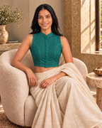 Teal Green High Neck Sleeveless blouse view 6
