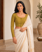 Golden Yellow Low Neck Full Sleeve blouse view 6