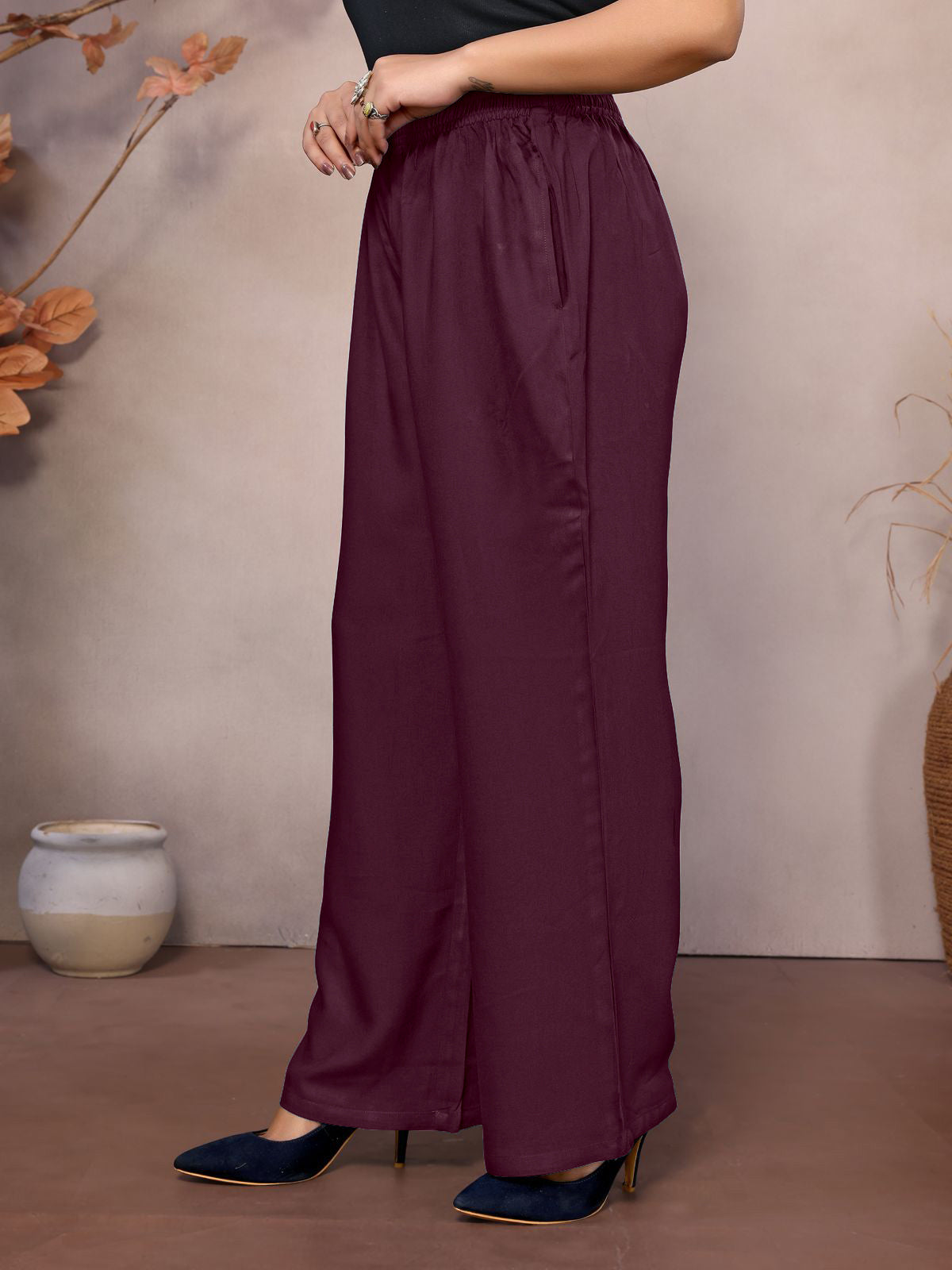 Maroon Palazzo Pant - 100% Natural Viscose