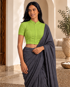 Lime Green High Neck Short Sleeve blouse view 6