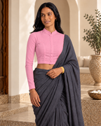 Blush Pink High Neck Full Sleeve blouse view 6