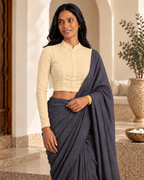 Sandy Beige High Neck Full Sleeve blouse view 6