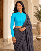 Aqua Bloom Full Sleeve Front Open Classic Blouse - 6.png