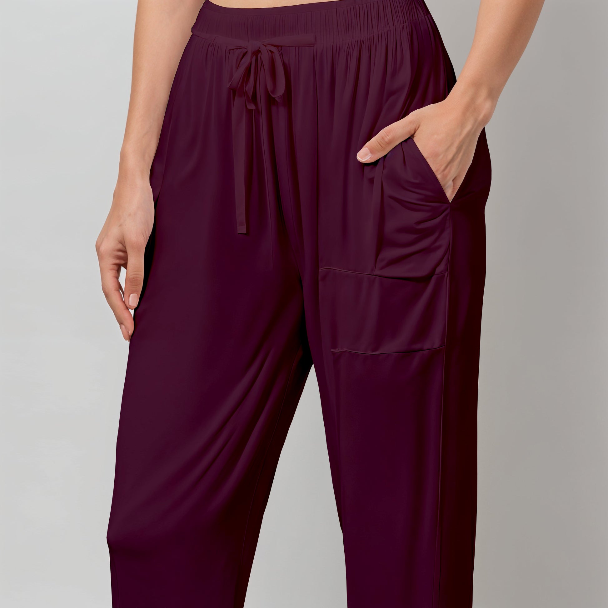 Wine/Maroon Regular Pants - 100% Natural Viscose