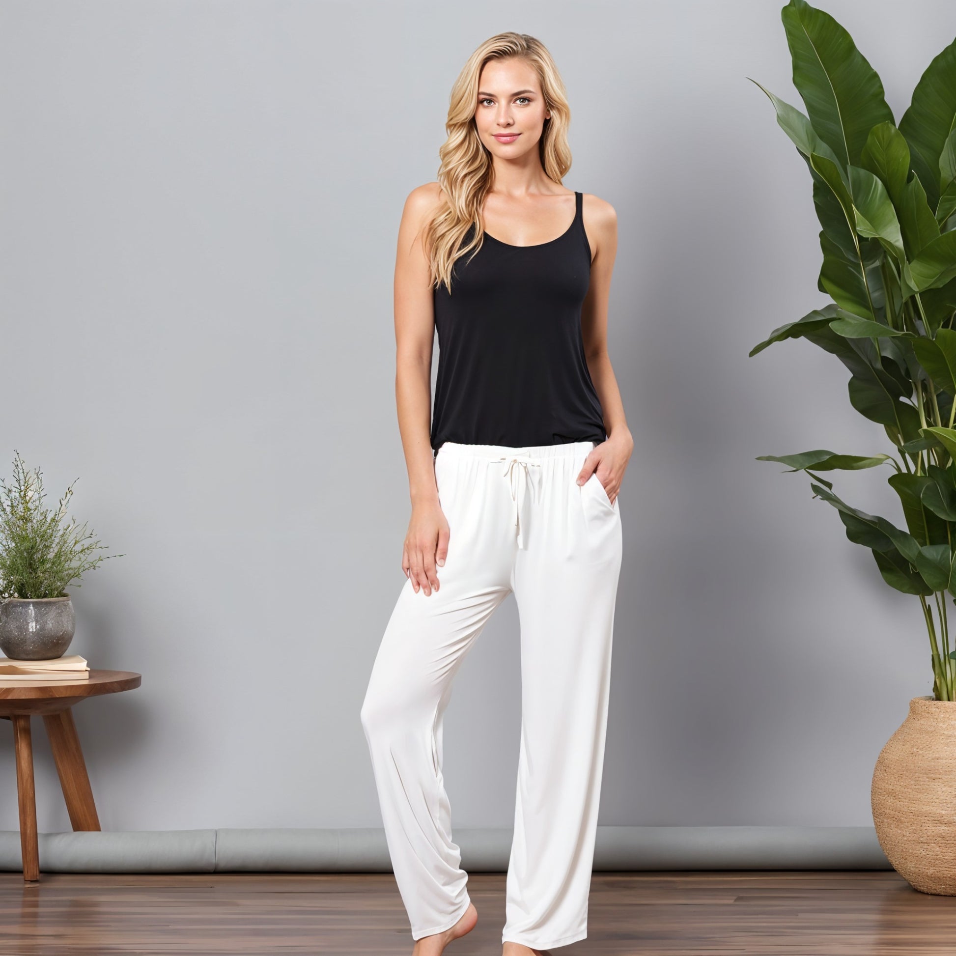 White Regular Pants - 100% Natural Viscose