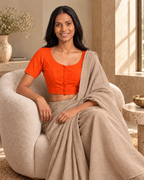 Neon Orange low-neck blouse, view 7