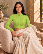 Lime Green High Neck Full Sleeve blouse view 7