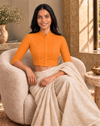 Burnt Orange High Neck 3/4 Sleeve blouse view 7