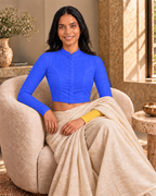 Cobalt Blue High Neck Full Sleeve blouse view 7