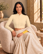 Sandy Beige High Neck Full Sleeve blouse view 7