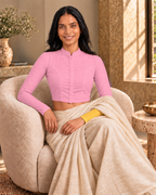 Blush Pink High Neck Full Sleeve blouse view 7