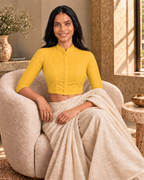 Golden Yellow High Neck 3/4 Sleeve blouse view 7