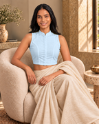 Powder Blue High Neck Sleeveless blouse view 7