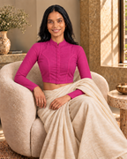 Berry Magenta Full Sleeve Front Open Classic Blouse - 7.png