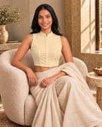 Sandy Beige High Neck Sleeveless blouse view 7