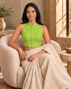 Lime Green High Neck Sleeveless blouse view 7