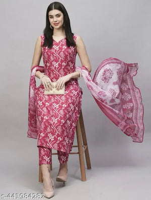 3 Pc Sleeveless Long Kurti Co-ord Set