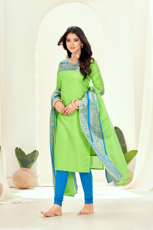 Light Green Ethnic Cotton Kurta with dupatta