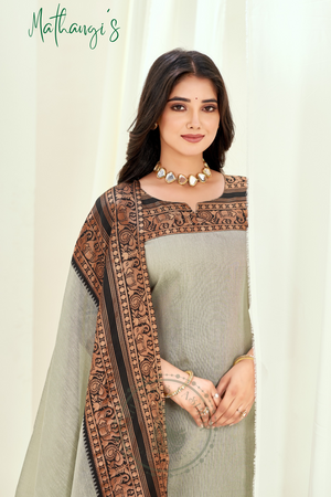 Ash Ethnic Cotton Kurta with dupatta