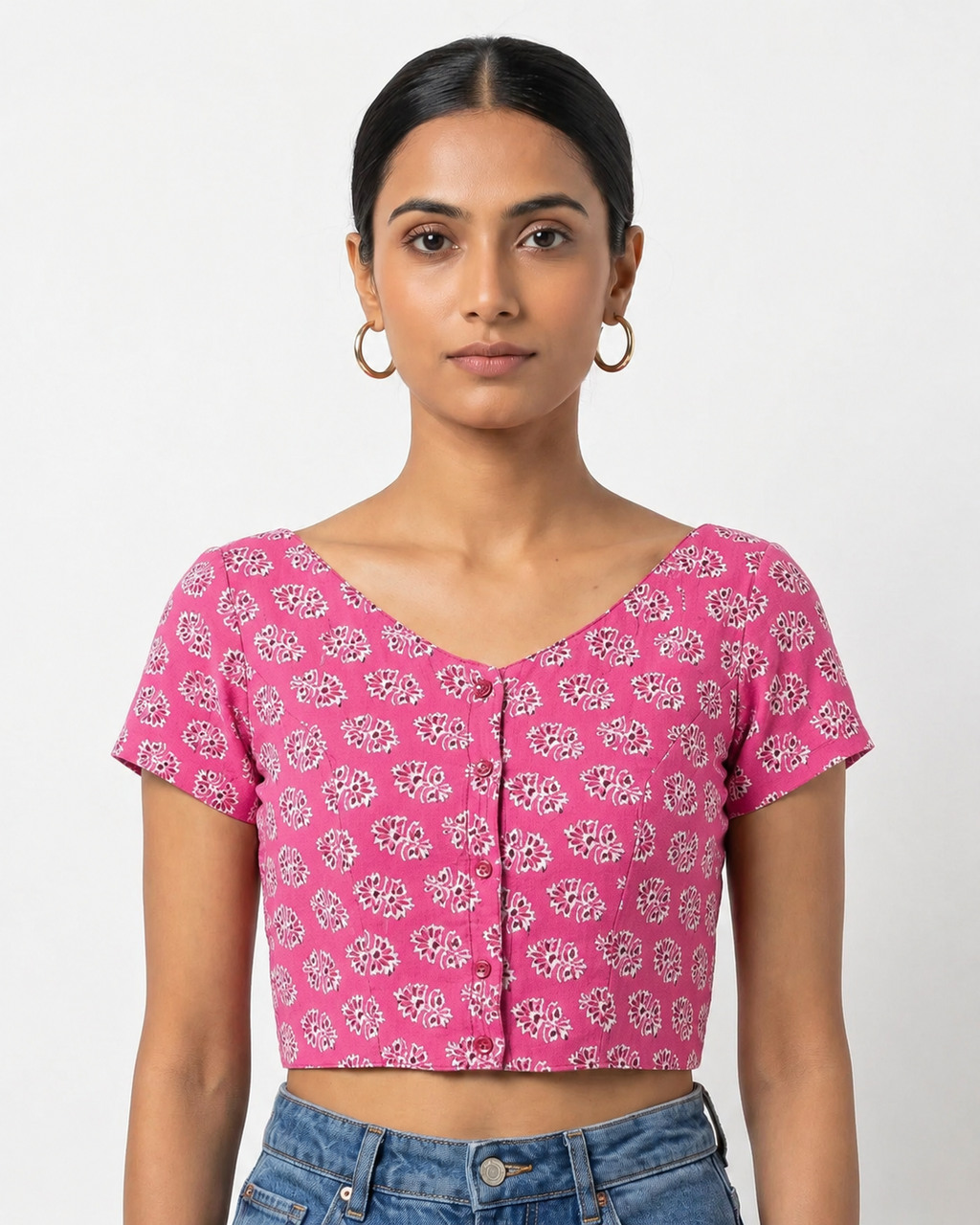 Pink Petal Button-Up Blouse