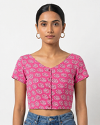 Pink Petal Button-Up Blouse