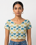 Azure Horizon Button-Up Blouse