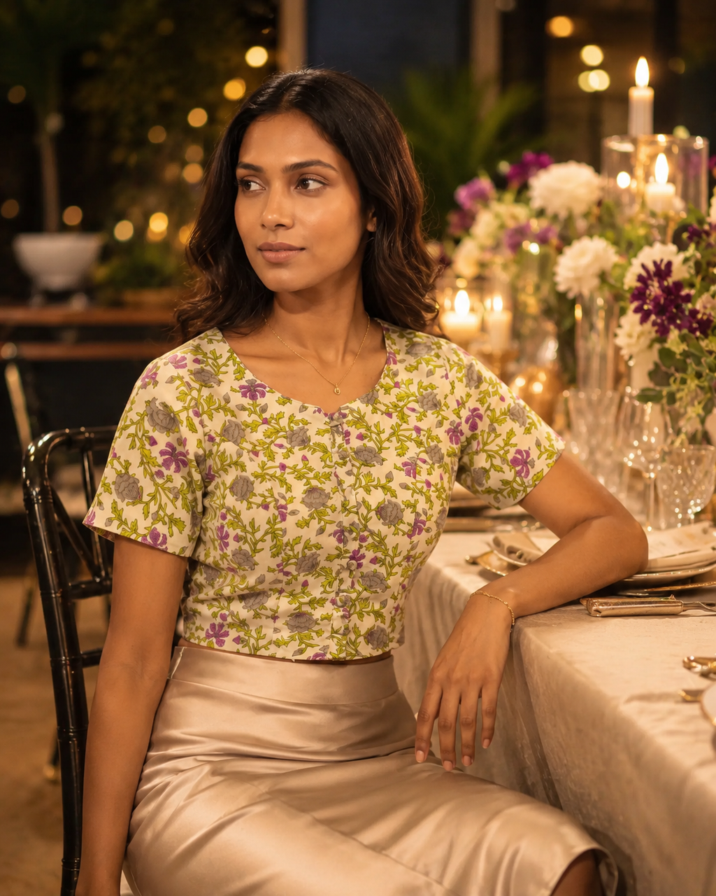Purple Garden Duality Button-up Blouse Top