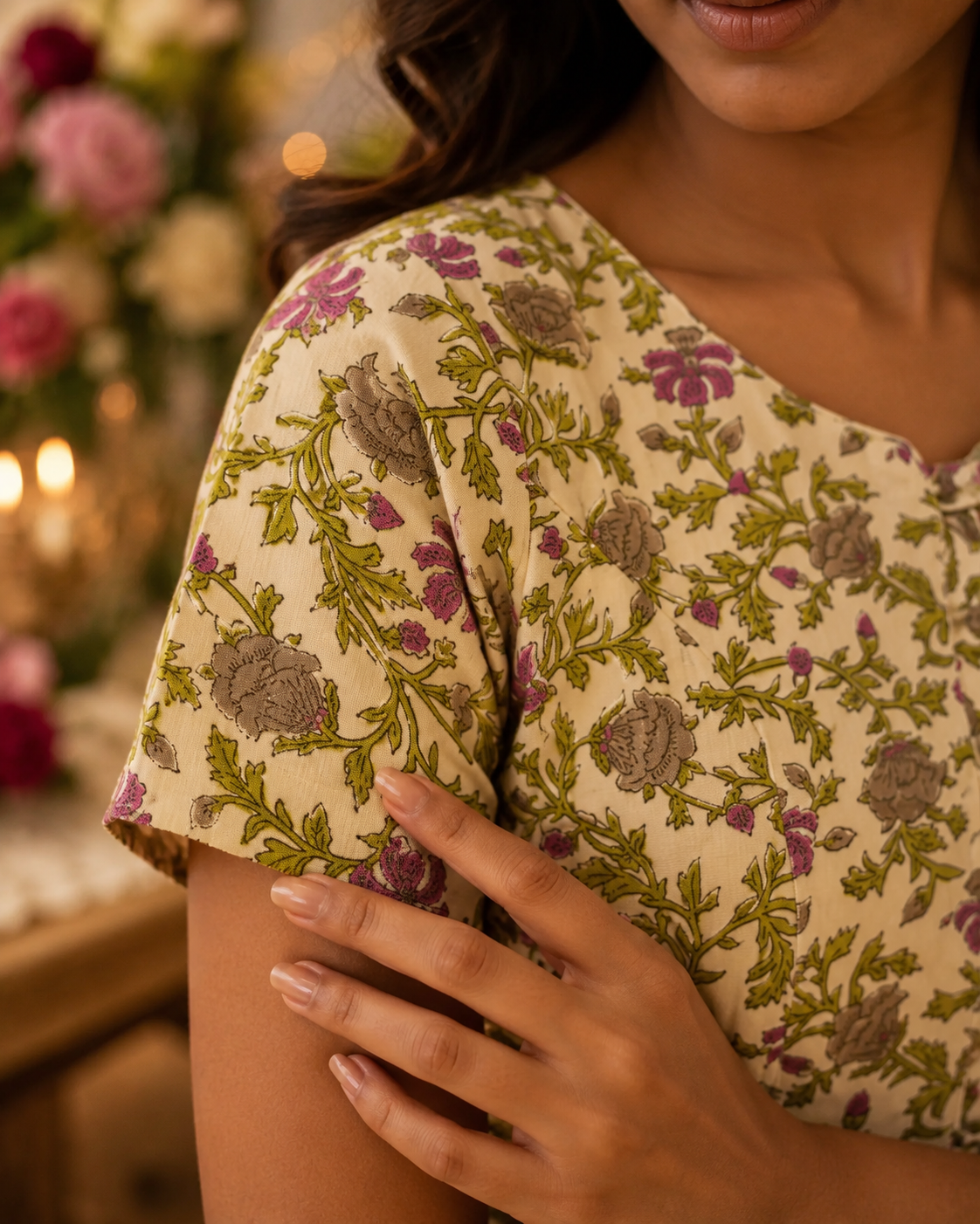 Purple Garden Duality Button-up Blouse Top