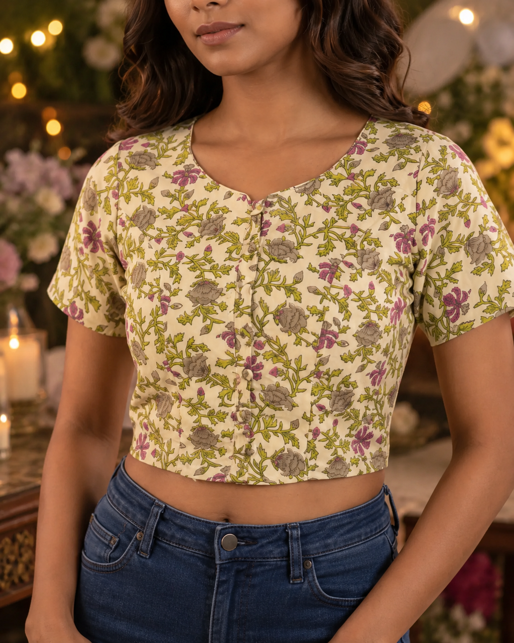 Purple Garden Duality Button-up Blouse Top